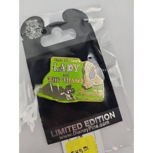 Disney Pin Lady and the Tramp 50th Anniversary LE 2000 Stacked Pin Green - Picture 6 of 6